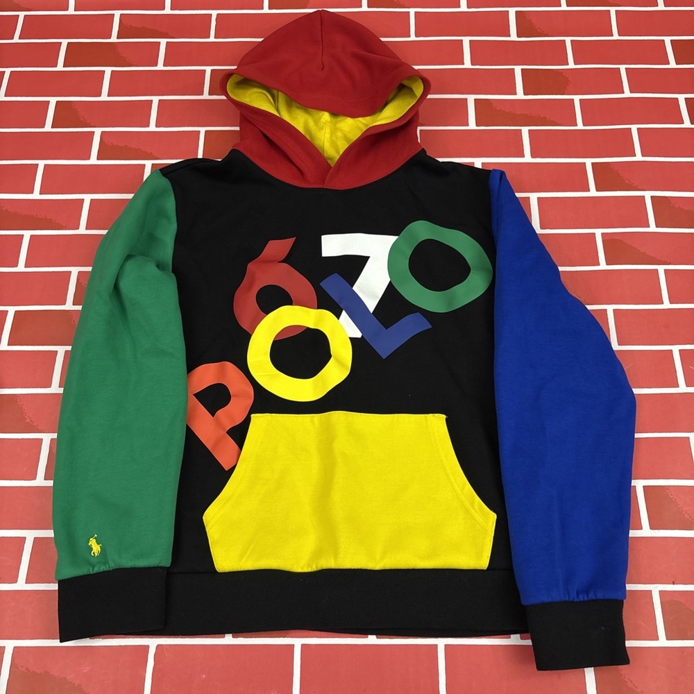 Polo Ralph Lauren Hoodie T-Shirt Boys XL 18-20 PLR67 Graphic Colorblock